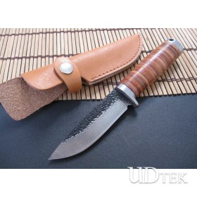 High Carbon Steel Blade Fixed Blade Knife Fighting Knife with Genuine leather sheath UDTEK01358